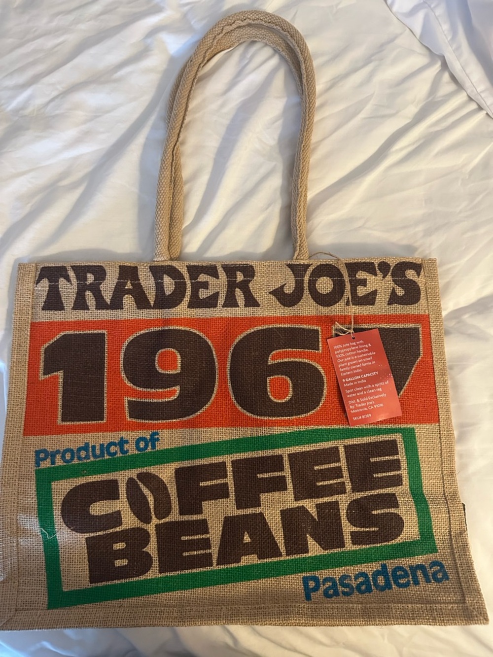 Trader Joe's "Coffee Beans" Jute Tote Bag